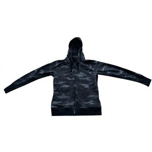 Athleta Triumph full-zip hoodie in black camouflage.